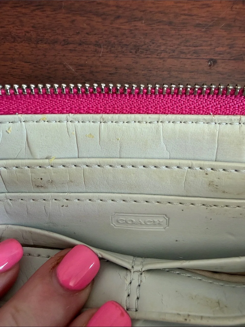 Coach Fuchsia Leather Wristlet Wallet